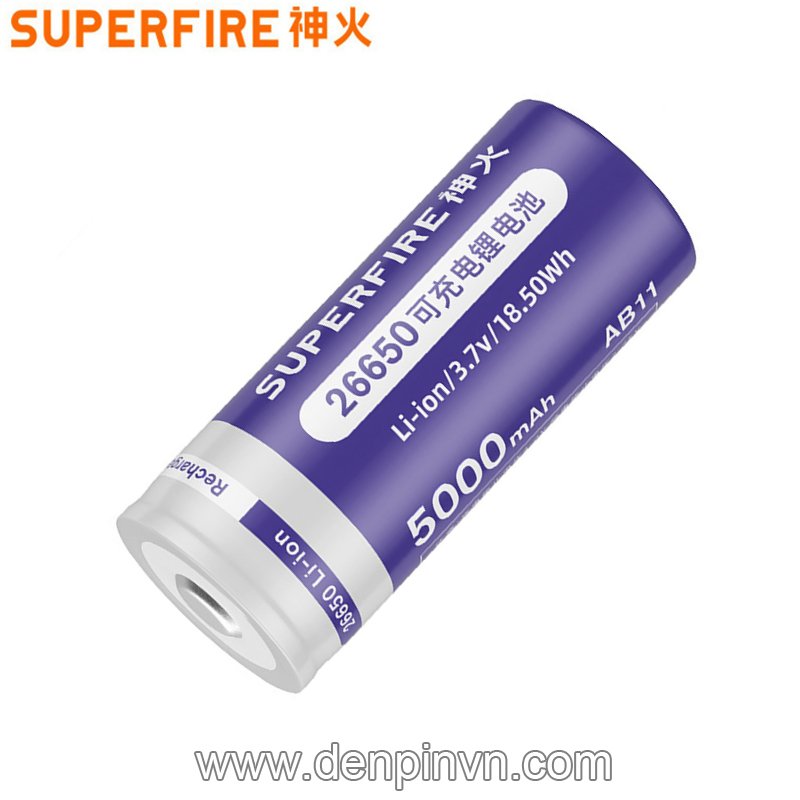 Pin sạc 26650 SUPERFIRE AB11 3,7V 5000mAh Pin sạc 26650 SUPERFIRE AB11 3,7V 5000mAh